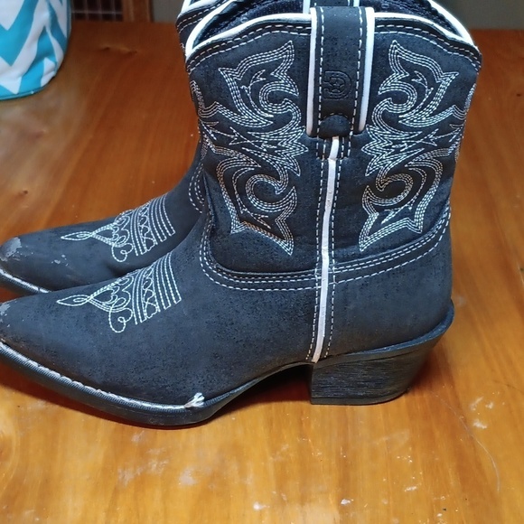 Durango black Embroidered Western Boots kids size 12 - Picture 3 of 8
